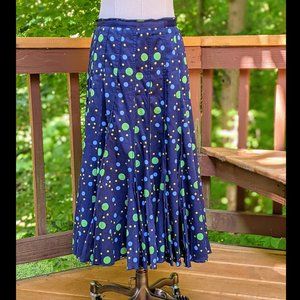 Navy Cotton Polka-Dot Skirt